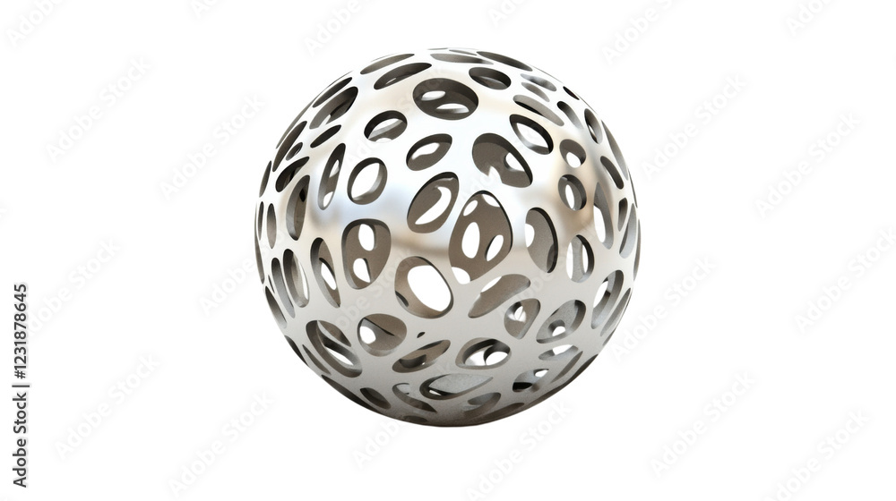 Poster silver abstract sphere rotating on transparent background