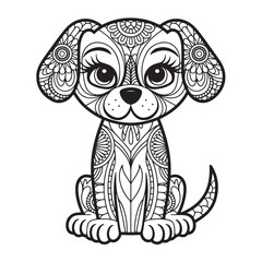 Ornate Dog Line Art Perfect for Tattoos & Coloring Pages