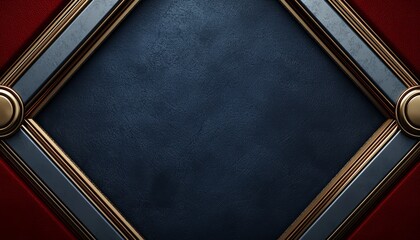 Abstract Dark Blue Background With Red And Gold Frame