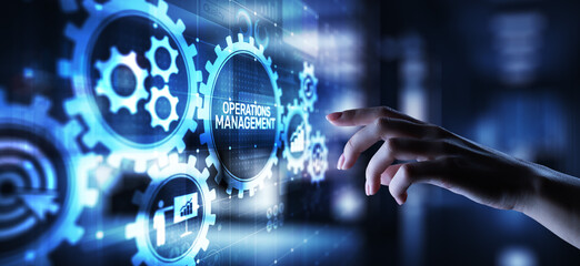 Operation management Business process control optimisation industrial technology concept.
