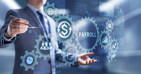 Payroll Business finance concept on virtual screen.