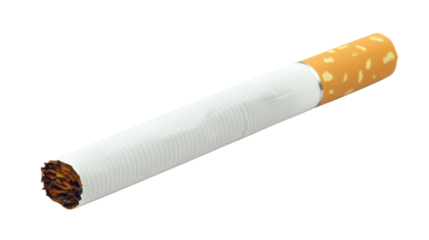 Lit cigarette with transparent background underscoring smoking risks