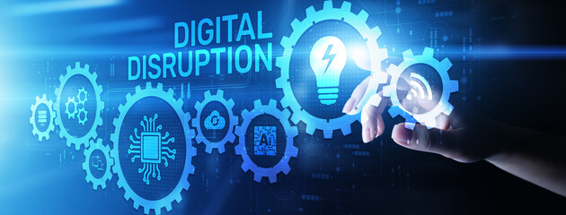 Digital disruption transformation digitalization innovation technology business concept.