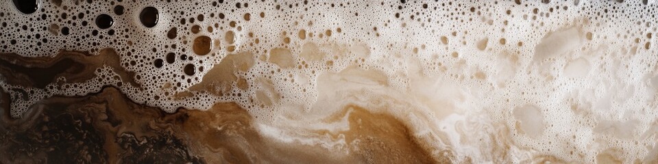 A detailed view of a mixture of brown and white substances, suitable for illustrating chemical or biological processes