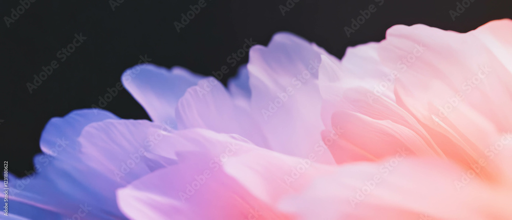Poster gradient petals create a smooth texture on a dark background with color transitions