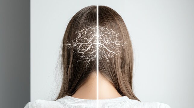 Conceptual image of human brain as tree branches, symbolizing growth and connectivity through nature.