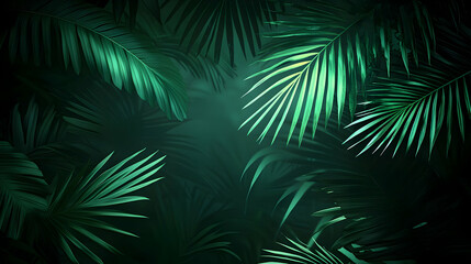 Lush tropical foliage background, leaves, jungle