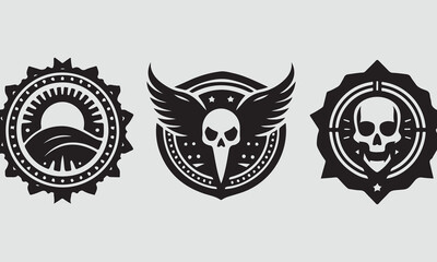 Fototapeta premium Vintage Airplane And Skull Vector Logos