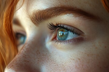 Fototapeta premium Optimise vision by contact lens, Close-up of woman face during insert contact lens to her eyes