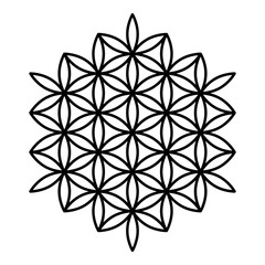 Flower of life Sacred geometry contour outline line icon black color vector illustration image thin flat style