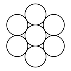 Egg of life Sacred geometry symbol seven circle 7 contour outline line icon black color vector illustration image thin flat style
