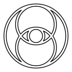 Vesica piscis eye gold sacred geometry symbol contour outline line icon black color vector illustration image thin flat style