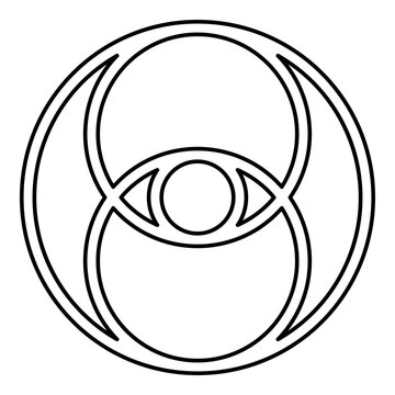 Vesica piscis eye gold sacred geometry symbol contour outline line icon black color vector illustration image thin flat style