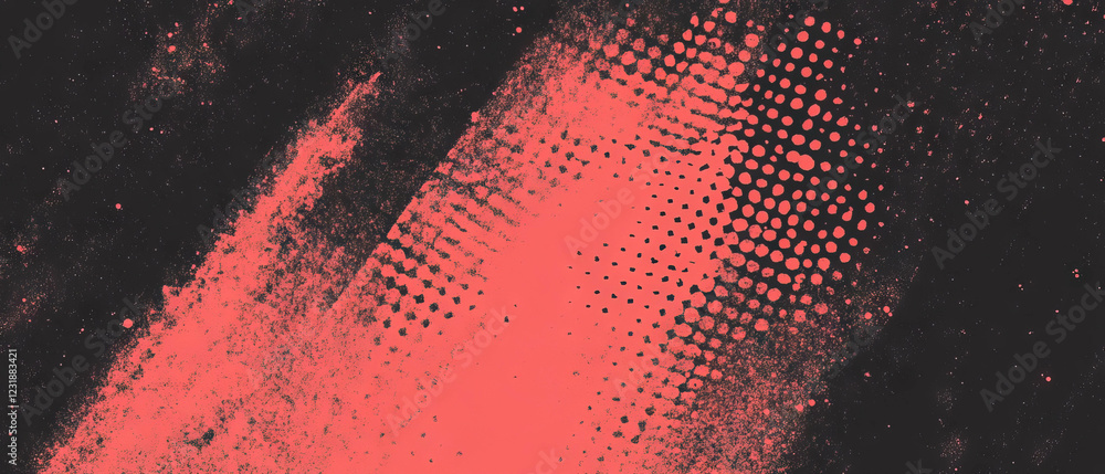 Aufkleber grunge halftone texture with abstract shapes and artistic composition on dark background