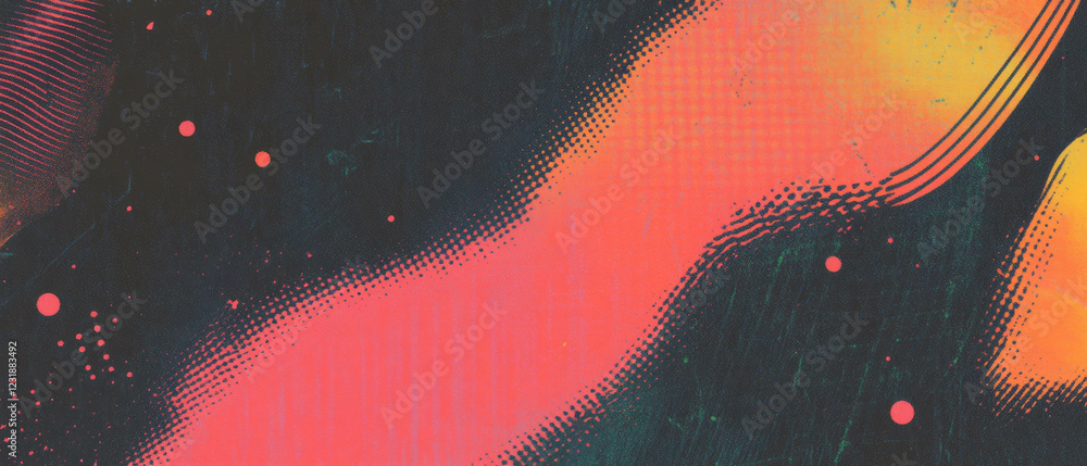 Poster grunge halftone texture overlay creating abstract shapes and artistic designs on black background