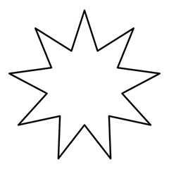 Six pointed star Bahaism Baha'i Bahai symbol unity and harmony between different religions cultures contour outline line icon black color vector illustration image thin flat style