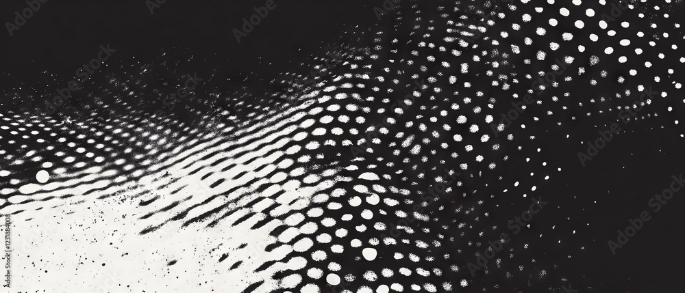 Poster grunge halftone texture with noise and static effect on black background