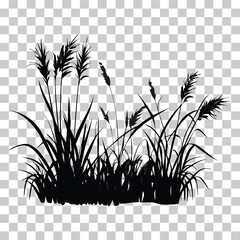Illustration vector of grass silhouette border, meadow springtime, Turf environment decoration element, Prairie black monochrome Background, isolated on transparent background,
