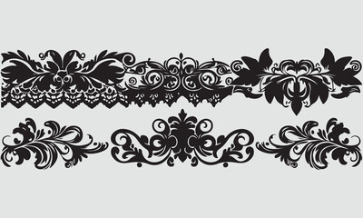 Hand drawn engraved baroque elements and decoration