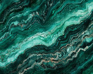 Fototapeta premium Abstract green marble texture with gold veins.