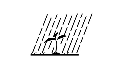 rain and seedling, black isolated silhouette