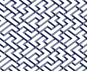 Labyrinth seamless background, 3D geometric endless pattern of logic maze, isometric vector dimensional cubical background.