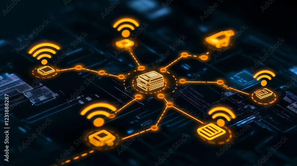 Poster networked devices connected to central server via wireless communication