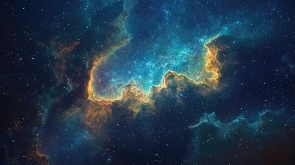 Obraz premium Cosmic nebula illuminated by vibrant starlight