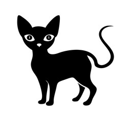 Fototapeta premium Sphynx cat silhouette standing with curious pose icon