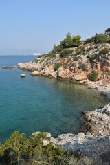 Obraz premium The views from the fortress overlooking the town of Nafplion and the Mediterranean Sea in Greece