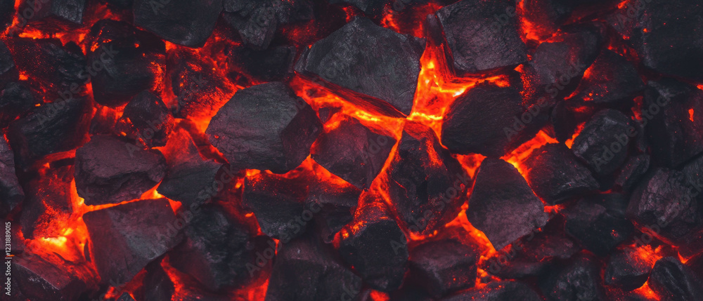Poster intense glowing embers create a mesmerizing display on a dark background