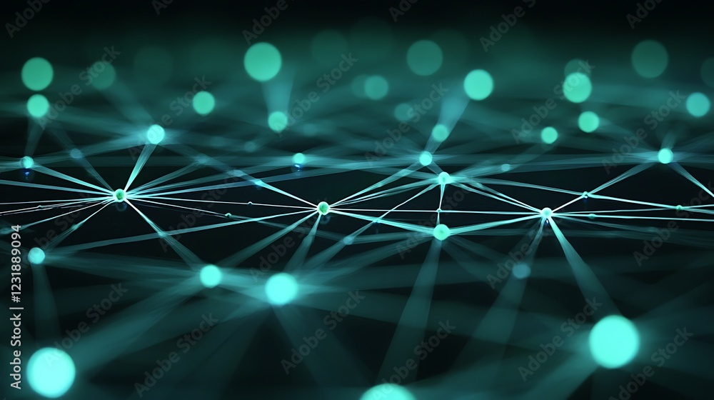 Aufkleber abstract teal network of interconnected nodes and lines