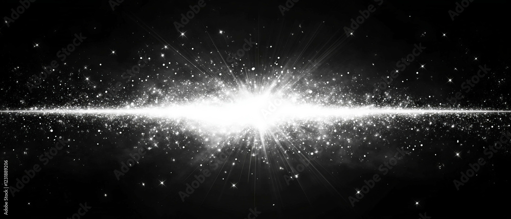 Poster intense light sparks creating a captivating glow against a dark background