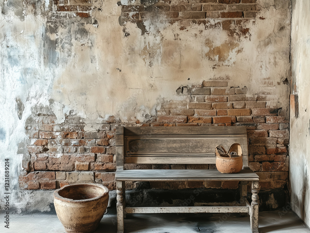 Aufkleber a rustic brick wall serves as textured backdrop in this stock photo, adding a sense of warmth and ch