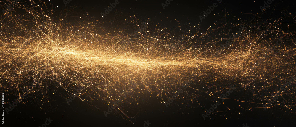 Poster intricate quantum effects visualized as a sparkling network on a dark background