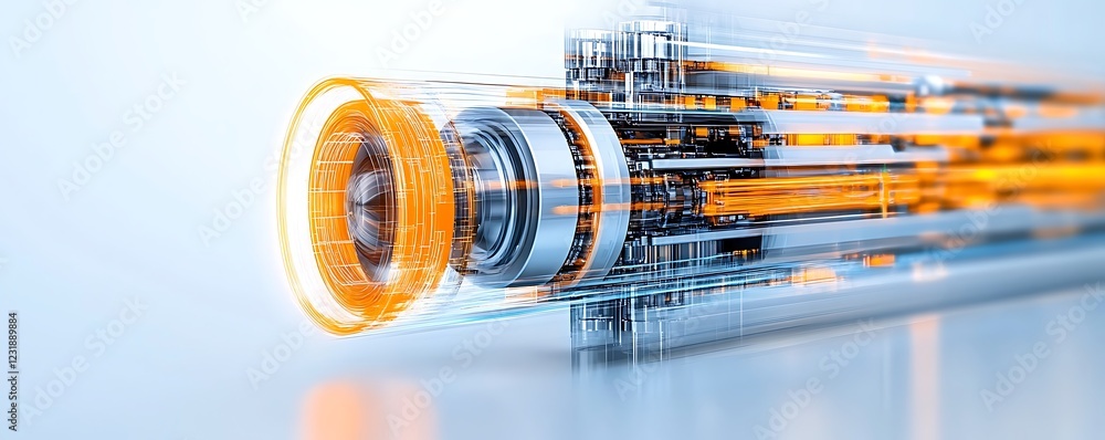Poster abstract render of a futuristic high-tech engine or machine component