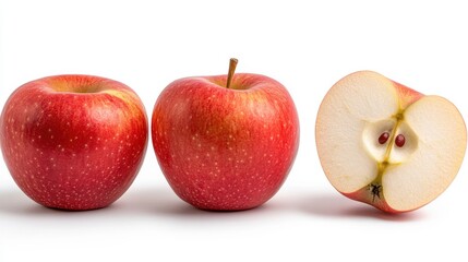 Vibrant red apples showcasing nature's bounty against a pure white backdrop
