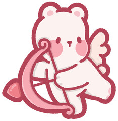 cute polar bear cupid with wings holding bow and arrow for valentine designs