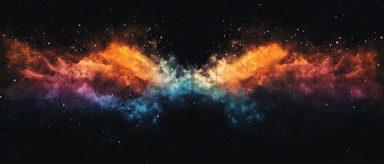 Fototapeta premium Light reflecting on watercolor surfaces creates a shimmering effect against a dark backdrop