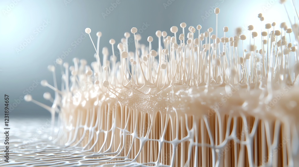 Aufkleber close-up of abstract biological structure with interconnected filaments resembling microscopic organ