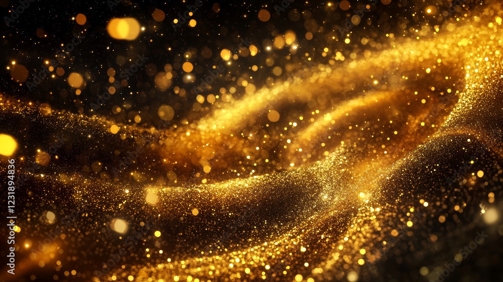 Poster galaxy background with nebula in outer space. abstract illustration of deep cosmos, magic gold spira
