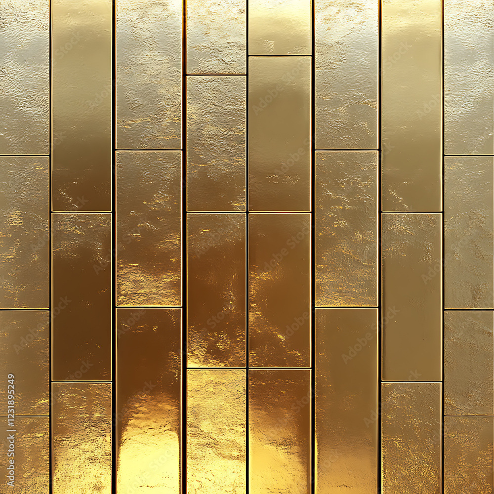 Poster seamless background featuring vertically arranged golden tiles, creating luxurious and elegant appea