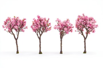 Obraz premium A group of trees with pink flowers on them, suitable for spring or summer themed images