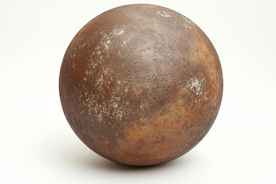 Rustic sphere, mottled brown and beige, textured surface.