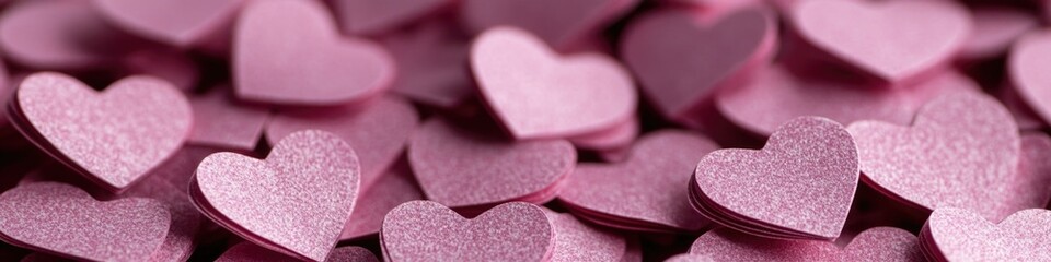 Obraz premium A close-up shot of a pile of pink paper hearts
