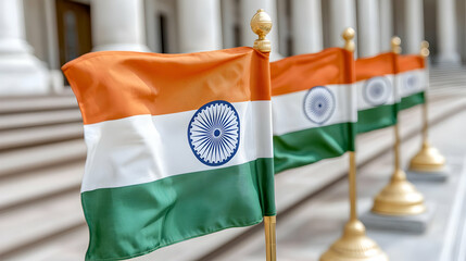 Indian flags outside government building