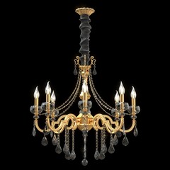 Fototapeta premium Round Chandelier - Elegant Lighting Fixture Against Black Background 