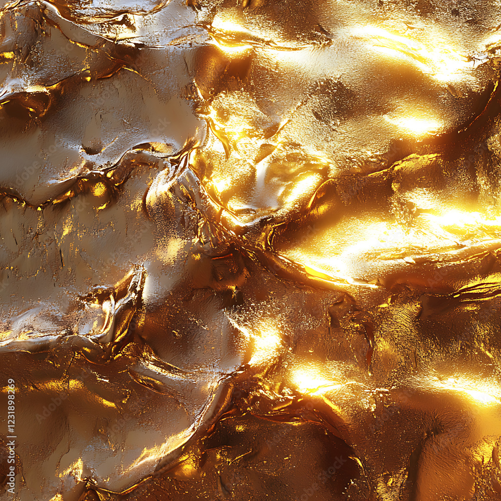 Poster shimmering gold texture with fluid, metallic appearance, creating luxurious and elegant background. 