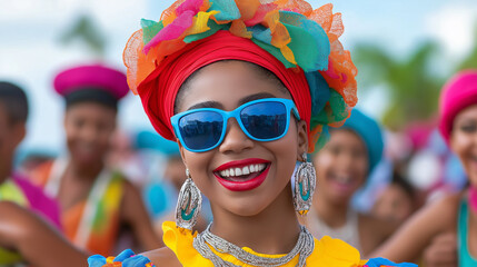 Vibrant street festival in Havana featuring Cuban people dancing joyfully