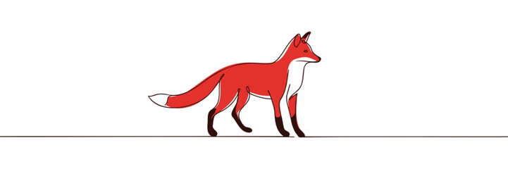 Fox continuous one line drawing vector illustration